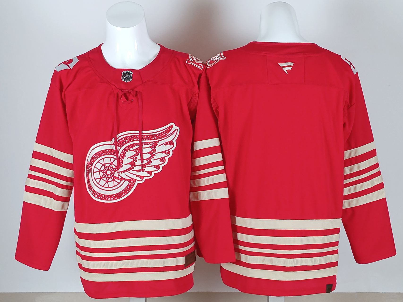 Men 2026 Detroit Red Wings Blank Red 100th NHL Jersey style 01